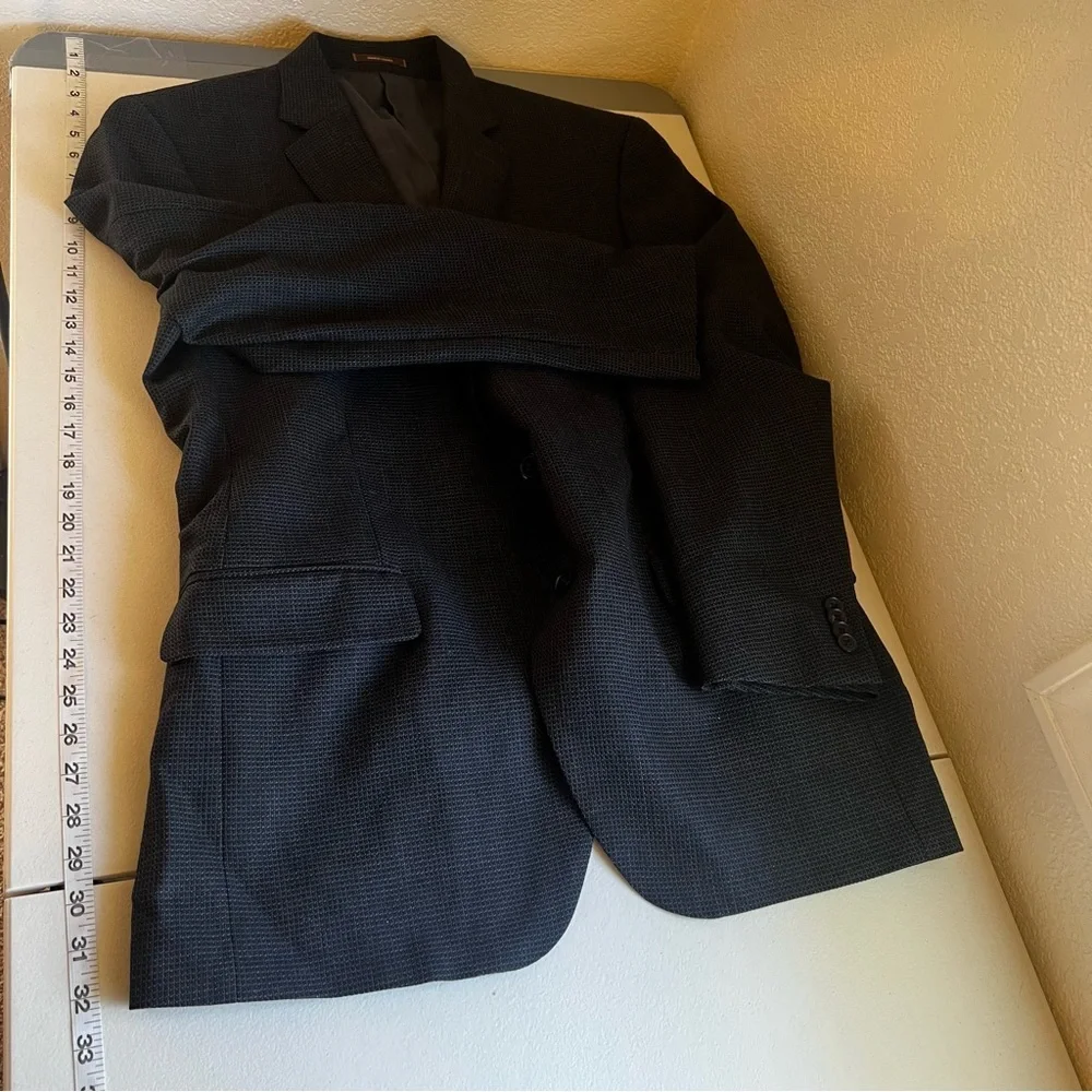 NWOT Peter Millar 100% Wool Blazer Sport Coat Black Micro Check 2-Button 44R
